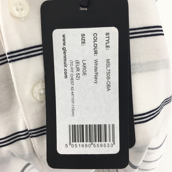 Glenmuir 1891 Men Polo Shirt Golf Performance White Blue Mercerised Cotton Sz L - Picture 9 of 11